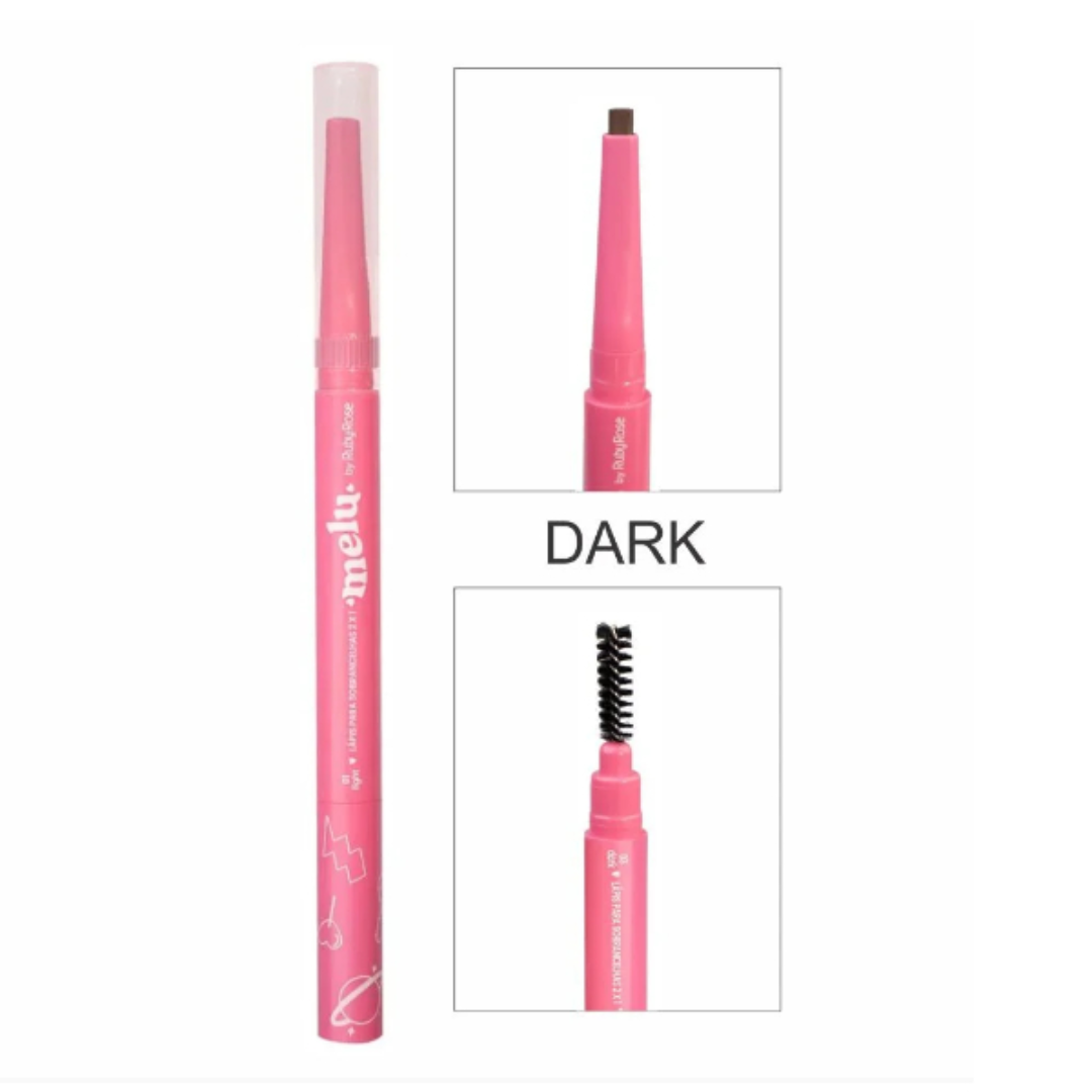 Lápis p/ Sobrancelhas Chanfrado Melu Ruby Rose 2x1 | 03 Dark